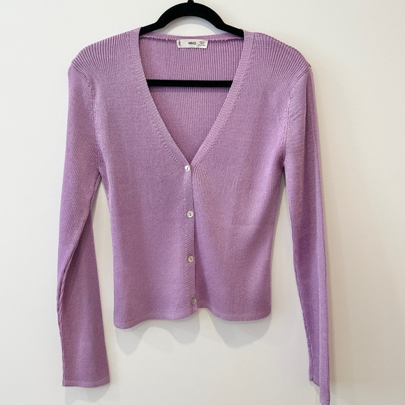 Mango Purple Ribbed Cardigan - Picture 2 of 4
